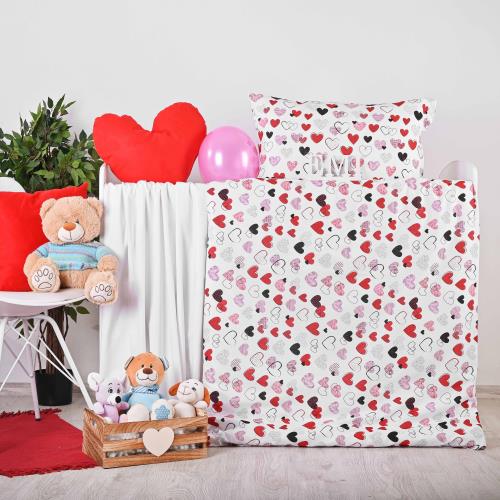 Obliečky detské bavlnené Srdiečka EMI Detský set 90x130 + 45x65