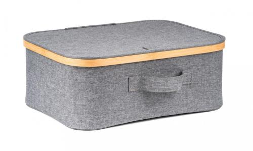 Úložný box G21 40 x 30 x 15 cm, bambusový s vekom, sivý