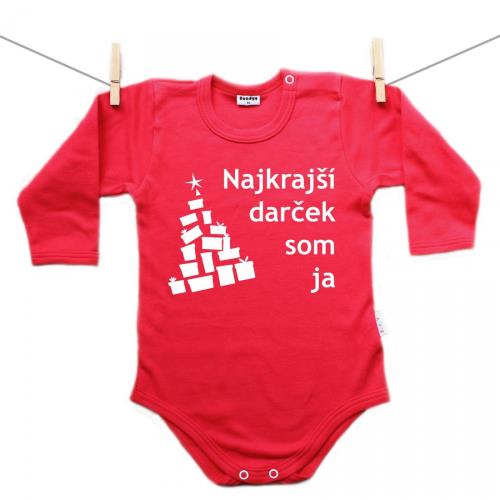 Boodyy Červené body s dlhým rukávom Najkrajší darček som ja 56 (0-2 mesiace)