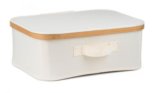 Úložný box G21 40 x 30 x 15 cm, bambusový s vekom, béžový