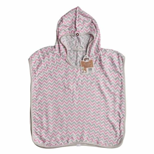 XKKO BMB Scandinavian Chevron Bambusové pončo, baby pink, veľ. 2, 2-3roky BMBPN0402