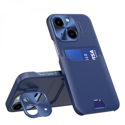 Kožené puzdro Stand case pre Apple iPhone 14 - Tmavo modrá H25101