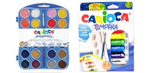 Vodové farby 24 ks-CARIOCA + Temperové farby Carioca 10 ml 7 ks + paleta + štetec zdarma