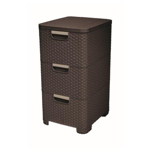 Regál Curver Style 3x14L so šuplíkmi tmavě hnědý