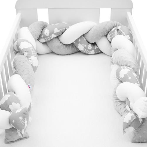 Ochranný mantinel do postieľky vrkoč New Baby Minka a Obláčik sivý , 20C42793