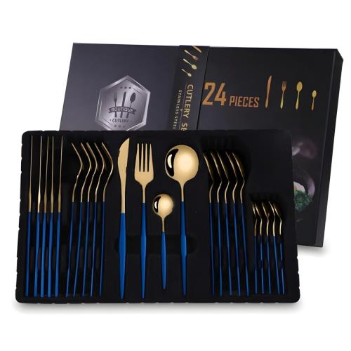 24-dielna sada príborov Elegant-Zlatá/Modrá H26405