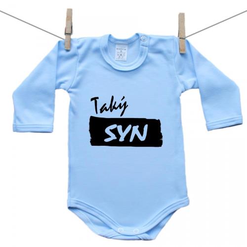 Boodyy Modré body s dlhým rukávom Taký syn 86 (12-18 mesiacov)