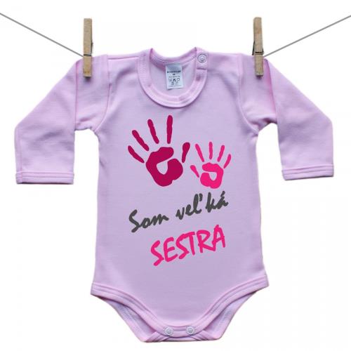 Boodyy Ružové Body s dlhým rukávom Som veľká sestra 62 (2-4 mesiace) 4076-72011
