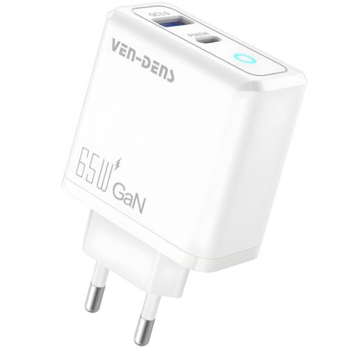 Type-C + USB Rýchlonabíjací Cestovný Adaptér - Biela H34855