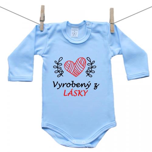 Boodyy Body s dlhým rukávom (modré) Vyrobený z lásky 68 (3-6 mesiacov)