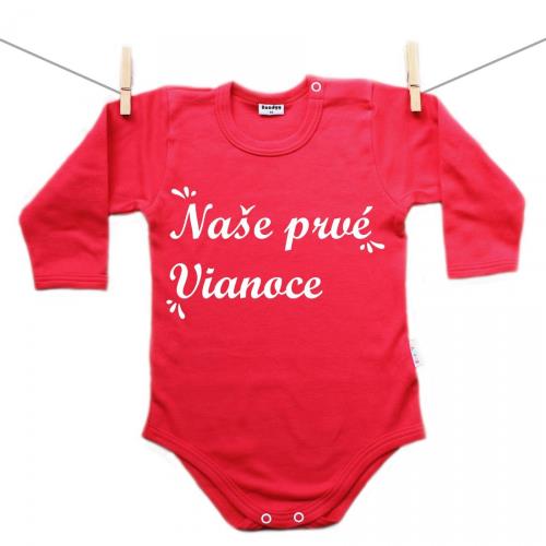 Boodyy Červené body s dlhým rukávom Naše prvé Vianoce 74 (6-9 mesiacov)