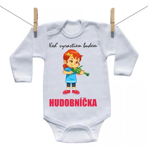 Boodyy Body s dlhým rukávom Keď vyrastiem budem hudobníčka 56 (0-2 mesiace)