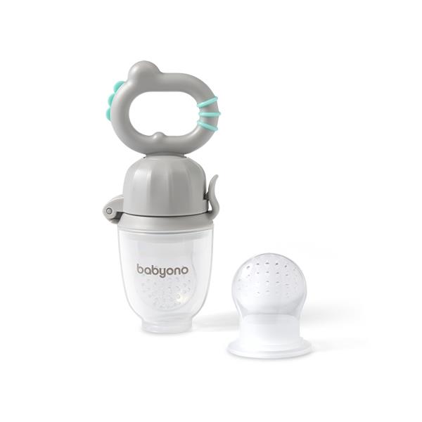 BABYONO Cumlík silikónový na kŕmenie Dino grey 6m+ BABYONO Cumlík silikónový na kŕmenie Dino grey 6m+